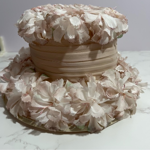 Vintage 1950's Pale Pink Floral Bucket Hat -- OS - Picture 2 of 6